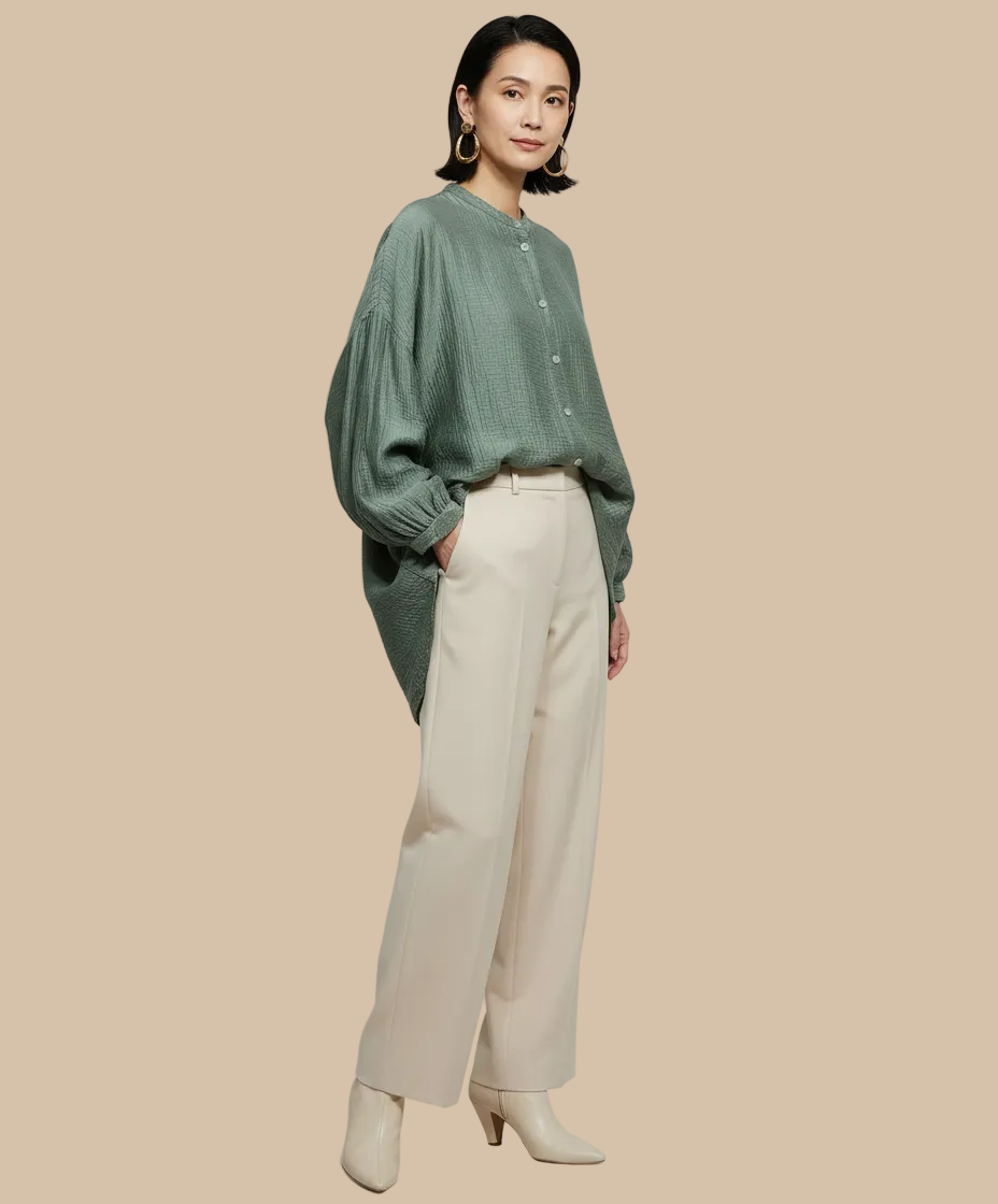 Italian Oversized Shirt Tunic for Women – Viscose & Lyocell | Made in Italy | RARE SHION