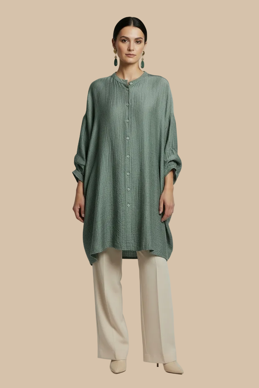 Italian Oversized Shirt Tunic for Women – Viscose & Lyocell | Made in Italy | RARE SHION