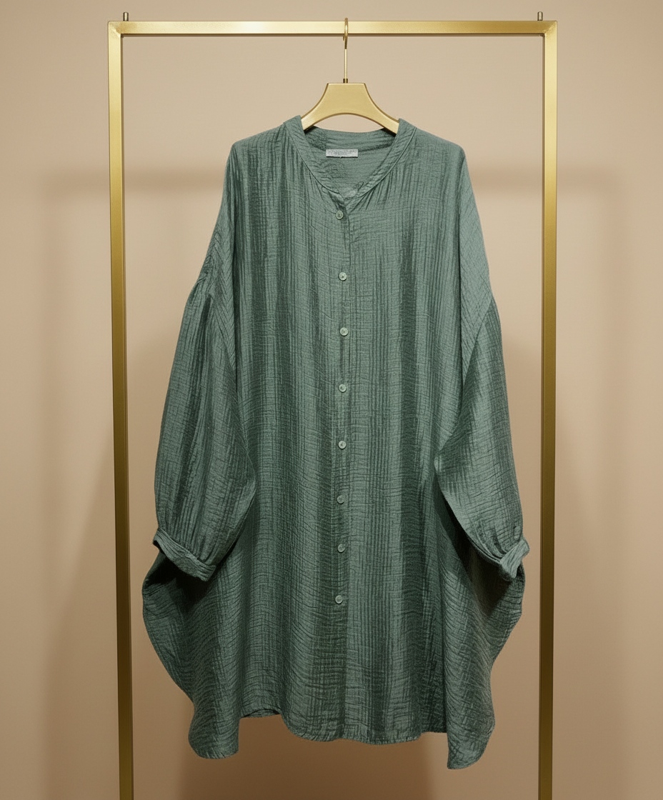 Italian Oversized Shirt Tunic for Women – Viscose & Lyocell | Made in Italy | RARE SHION
