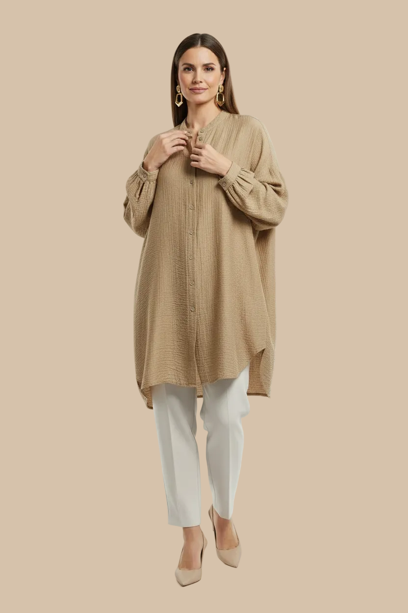 Italian Oversized Shirt Tunic for Women – Viscose & Lyocell | Made in Italy | RARE SHION