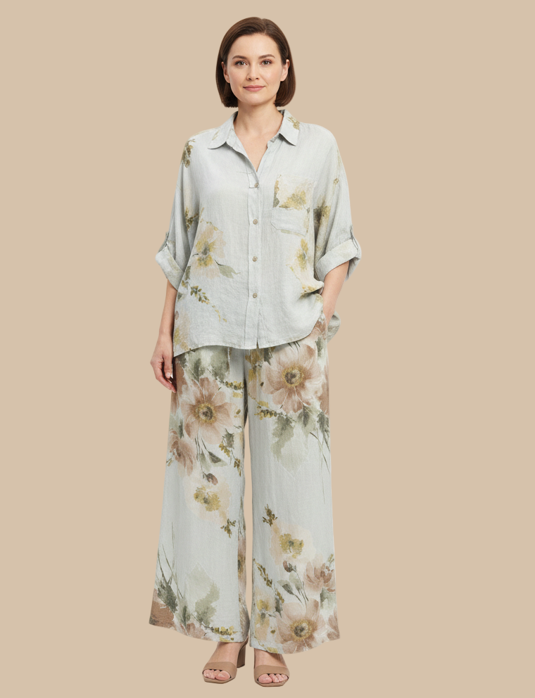 Italian Linen Floral Set for Women – Soft & Lightweight | RARE SHION