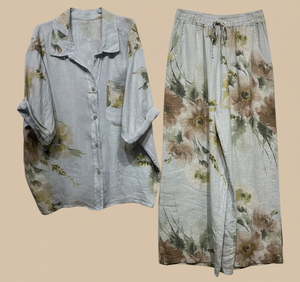 Italian Linen Floral Set for Women – Soft & Lightweight | RARE SHION