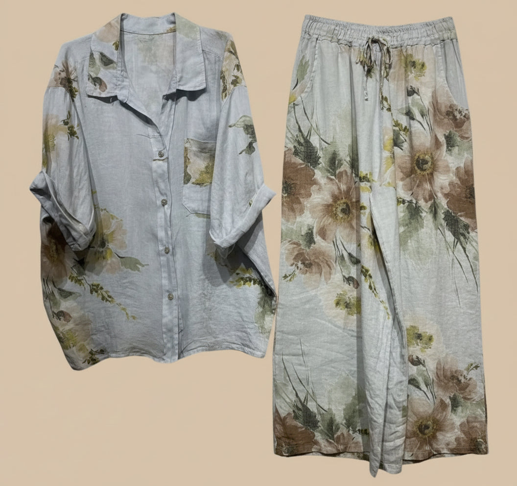 Italian Linen Floral Set for Women – Soft & Lightweight | RARE SHION