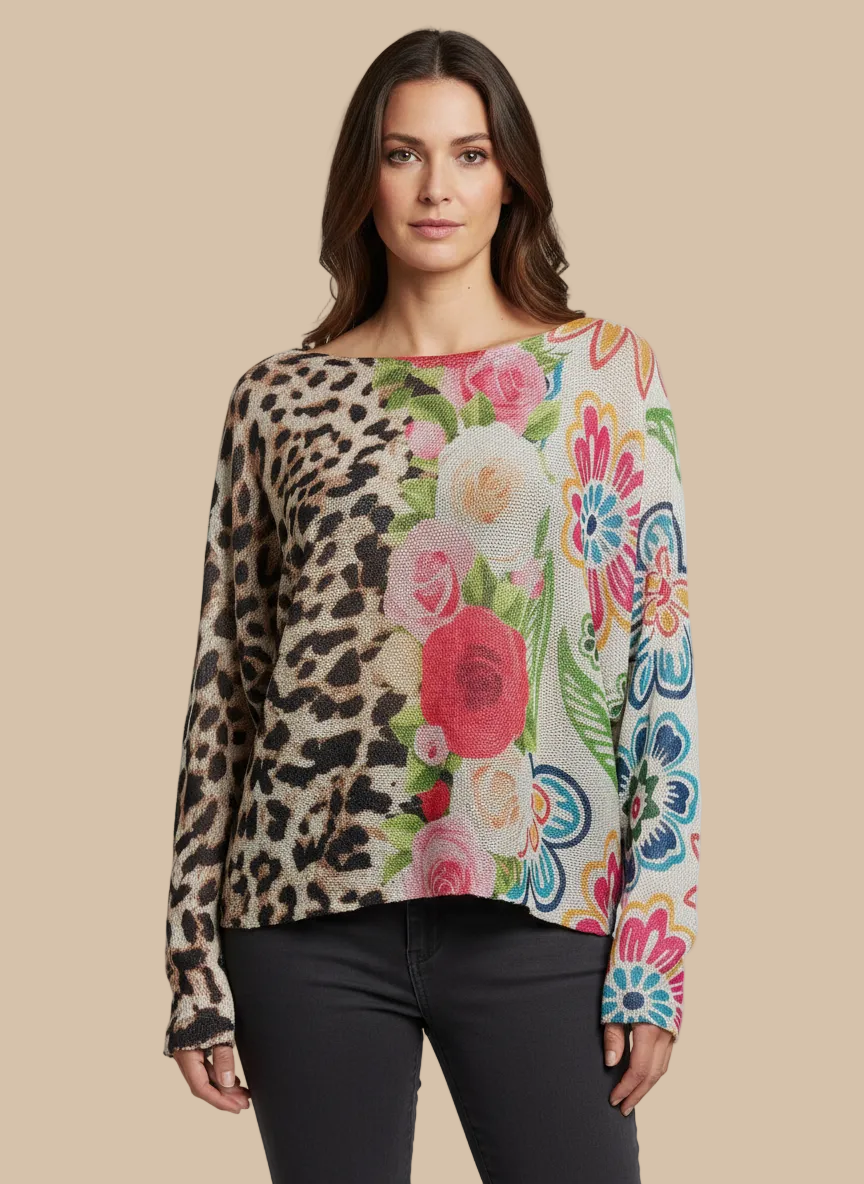 Italian Knit Sweater – Printed Design | Soft & Lightweight for Sensitive Skin | RARE SHION