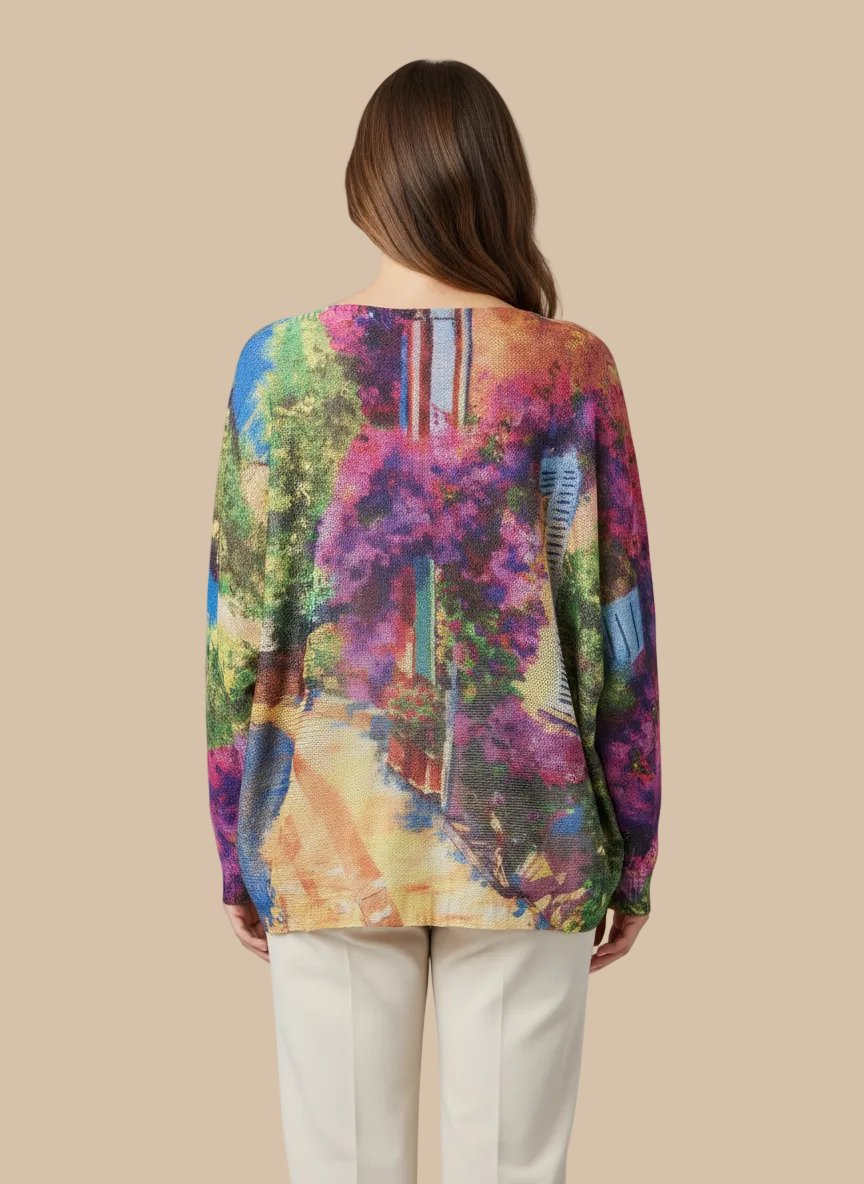 Italian Knit Sweater – Bougainvillea Walk | Soft & Lightweight | RARE SHION