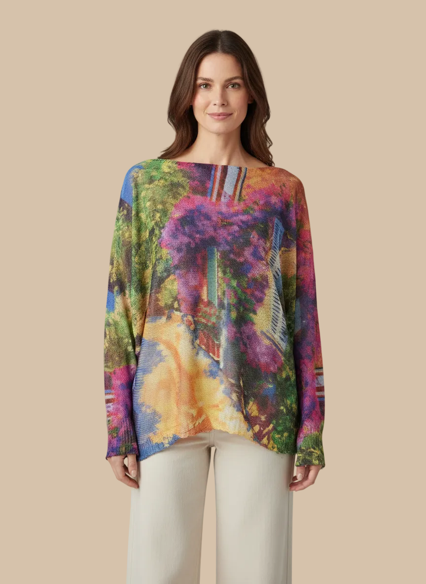 Italian Knit Sweater – Bougainvillea Walk | Soft & Lightweight | RARE SHION