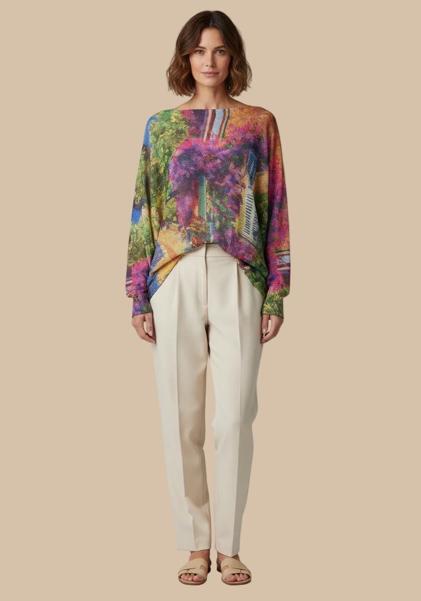 Italian Knit Sweater – Bougainvillea Walk | Soft & Lightweight | RARE SHION