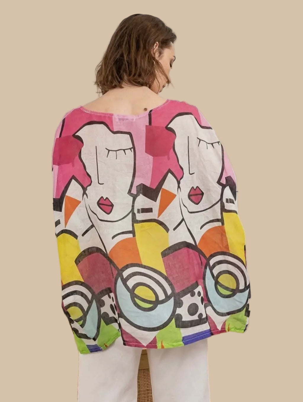 Italian Linen Tunic for Women – Pop Art Multicolor | Lightweight & Breathable | RARE SHION