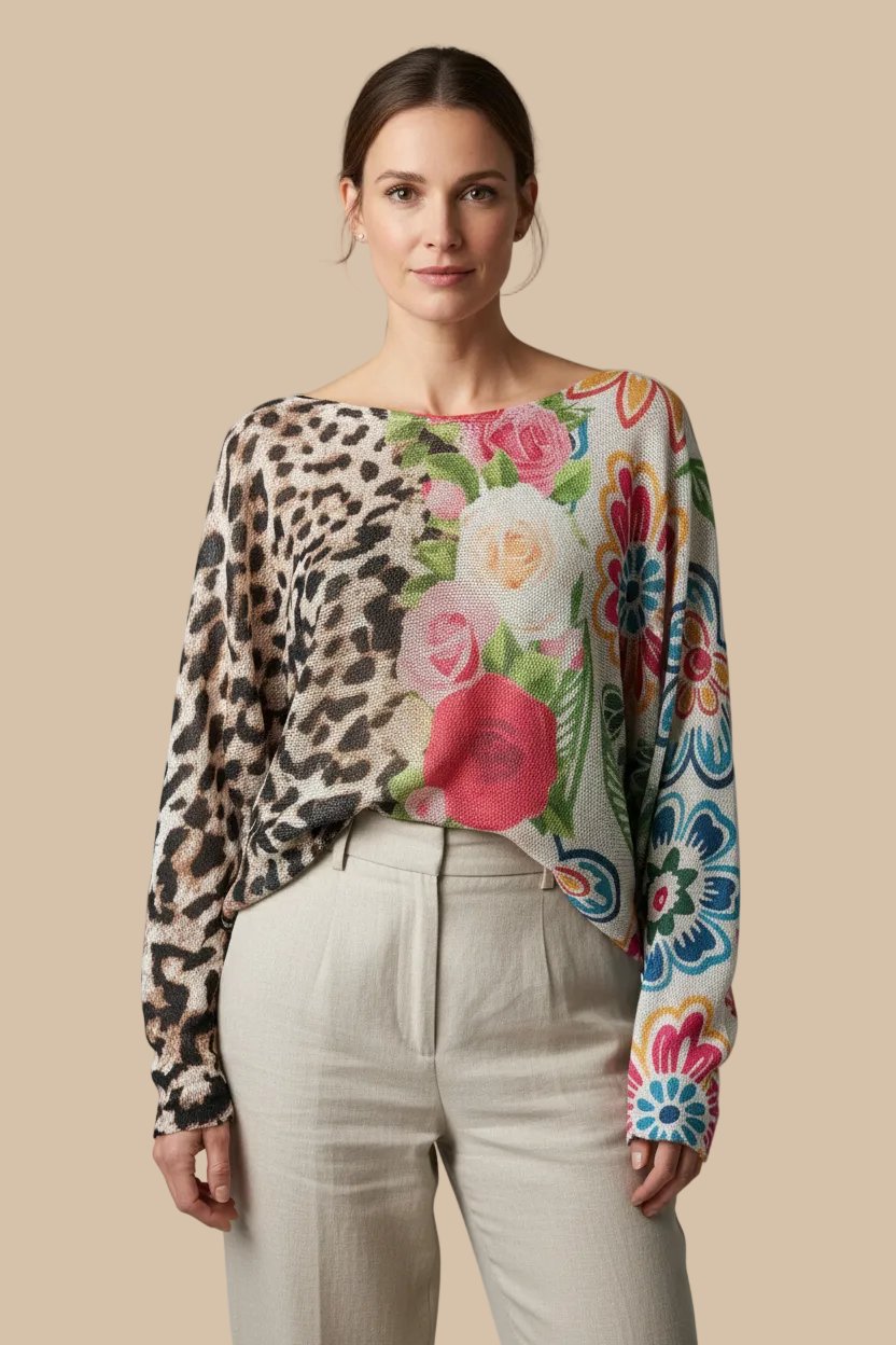 Italian Knit Sweater – Printed Design | Soft & Lightweight for Sensitive Skin | RARE SHION