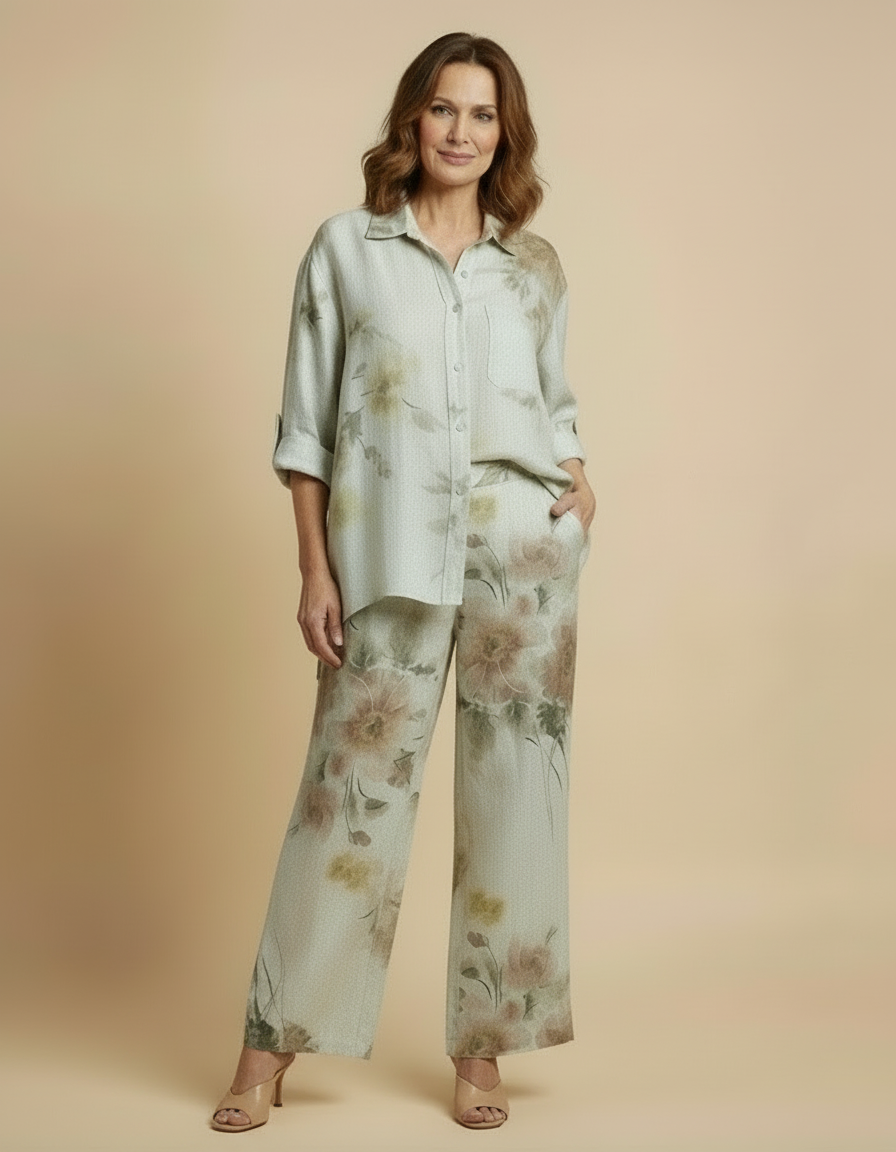 Italian Linen Floral Set for Women – Soft & Lightweight | RARE SHION
