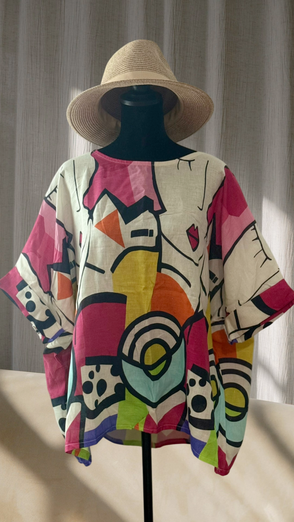 Italian Linen Tunic for Women – Pop Art Multicolor | Lightweight & Breathable | RARE SHION